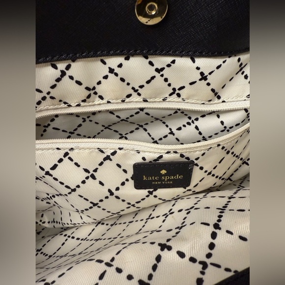 Kate Spade New York Black Crossgrain Leather Double Handles Satchel Shoulder Bag - Picture 6 of 7